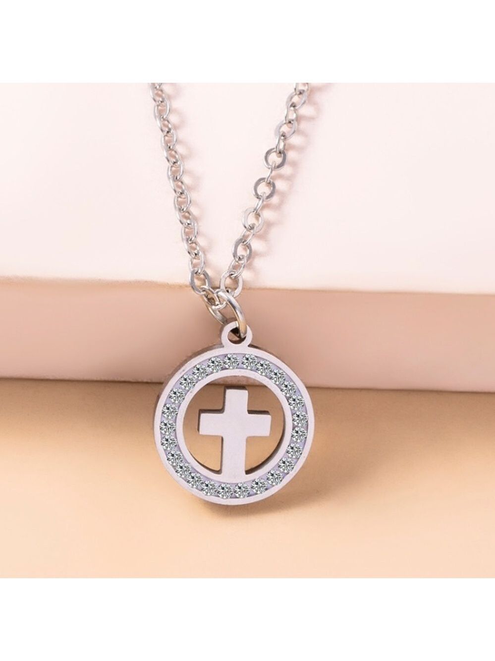 Studded Cross boutique stainless steel pendant necklace new